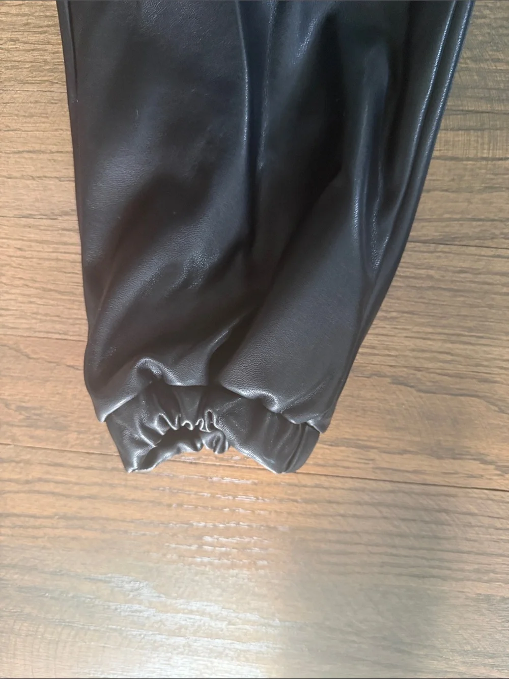 Black Faux Leather Jogger Pants